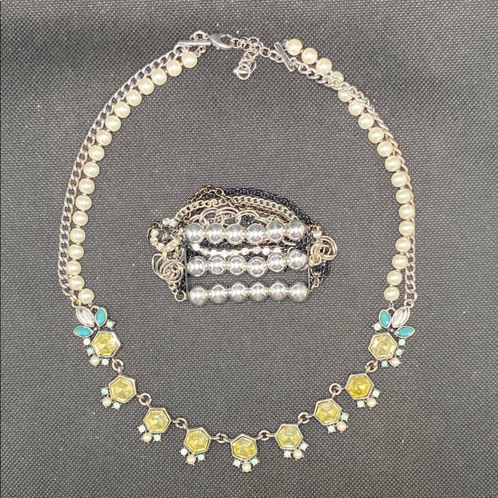 Elegant Gold and Silver Necklace and Bracelet Set